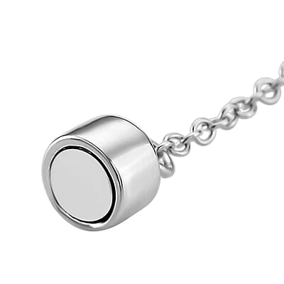 Rhodium Over Sterling Silver 5*7 Magetic Lock with 5.5MM Spring Ring Lock with 1.5mm Rolo Chain
