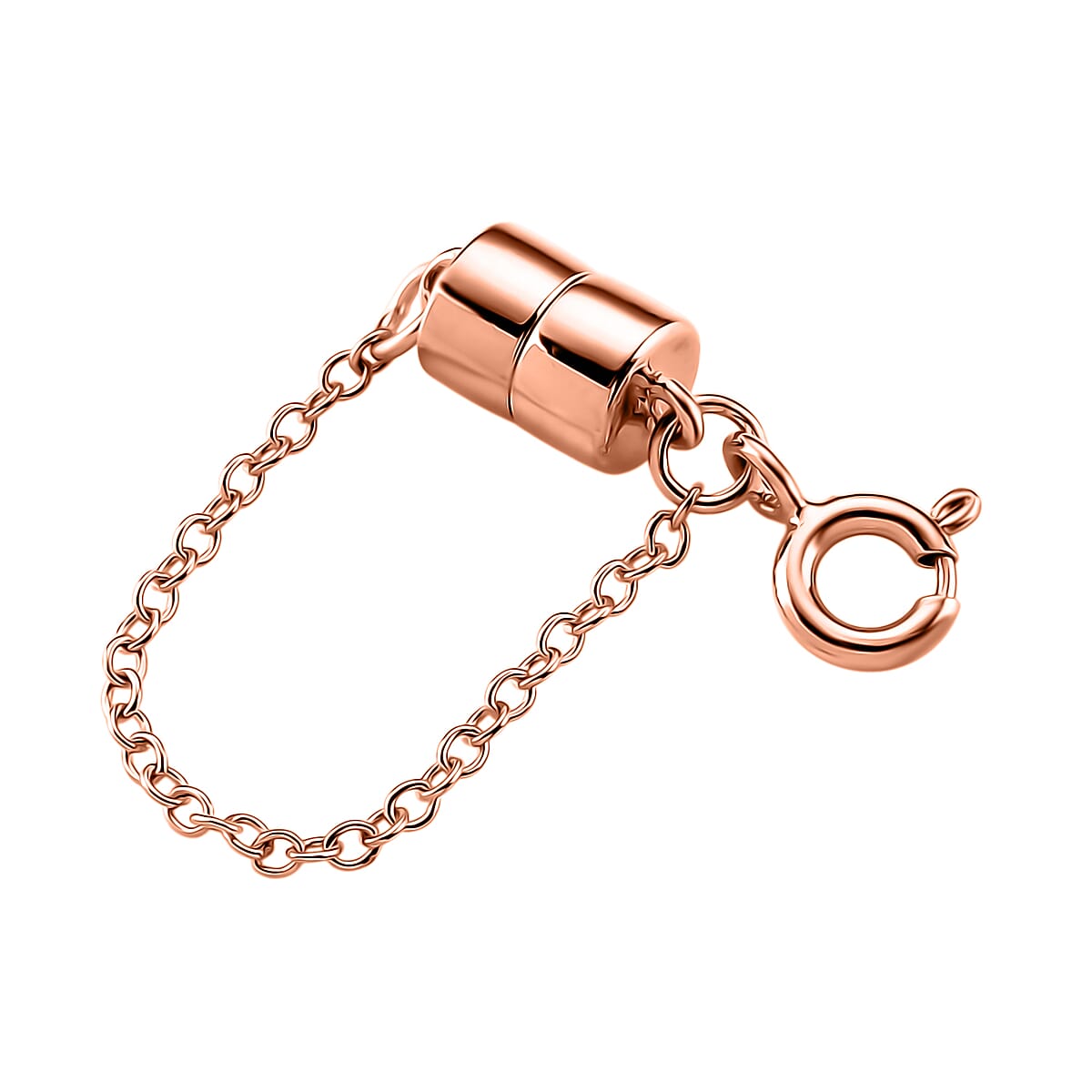 14K RG Over Sterling Silver 5*7 Magetic Lock with 5.5MM Spring Ring Lock with 1.5mm Rolo Chain image number 1