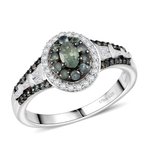 D'Joy Narsipatnam Alexandrite and White Zircon 1.25 ctw Ring in Rhodium Over Sterling Silver (Size 10.0)