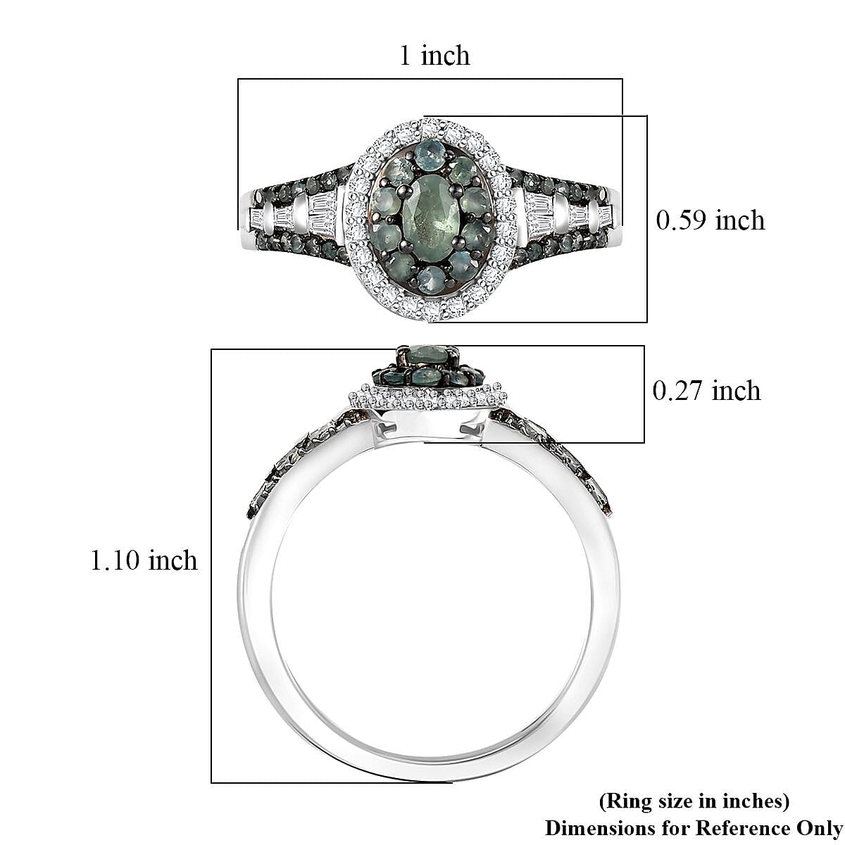 D'Joy Narsipatnam Alexandrite and White Zircon 1.25 ctw Regal Reflections Ring in Rhodium Over Sterling Silver (Size 6.0) image number 5