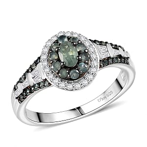 D'Joy Narsipatnam Alexandrite and White Zircon 1.25 ctw Regal Reflections Ring in Rhodium Over Sterling Silver (Size 8.0)