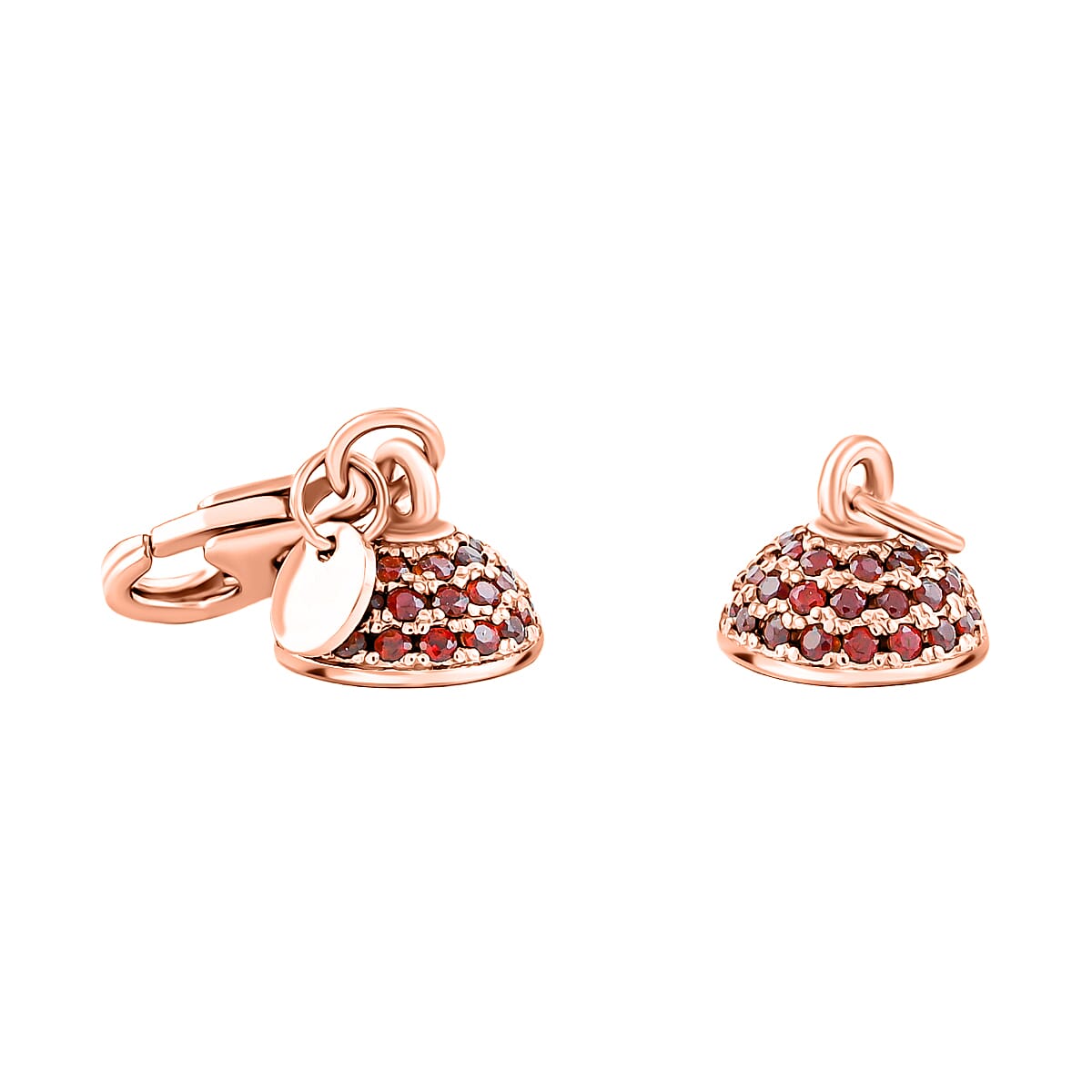 D'Joy 8MM Garnet Magnetic Lock with 9mm Losber Clasp in 14K Rose Gold Over Sterling Silver