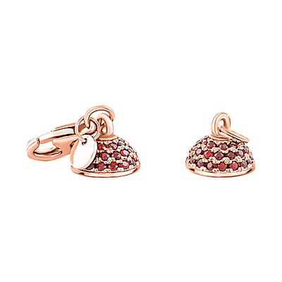 D'Joy 8MM Garnet Magnetic Lock with 9mm Losber Clasp in 14K Rose Gold Over Sterling Silver