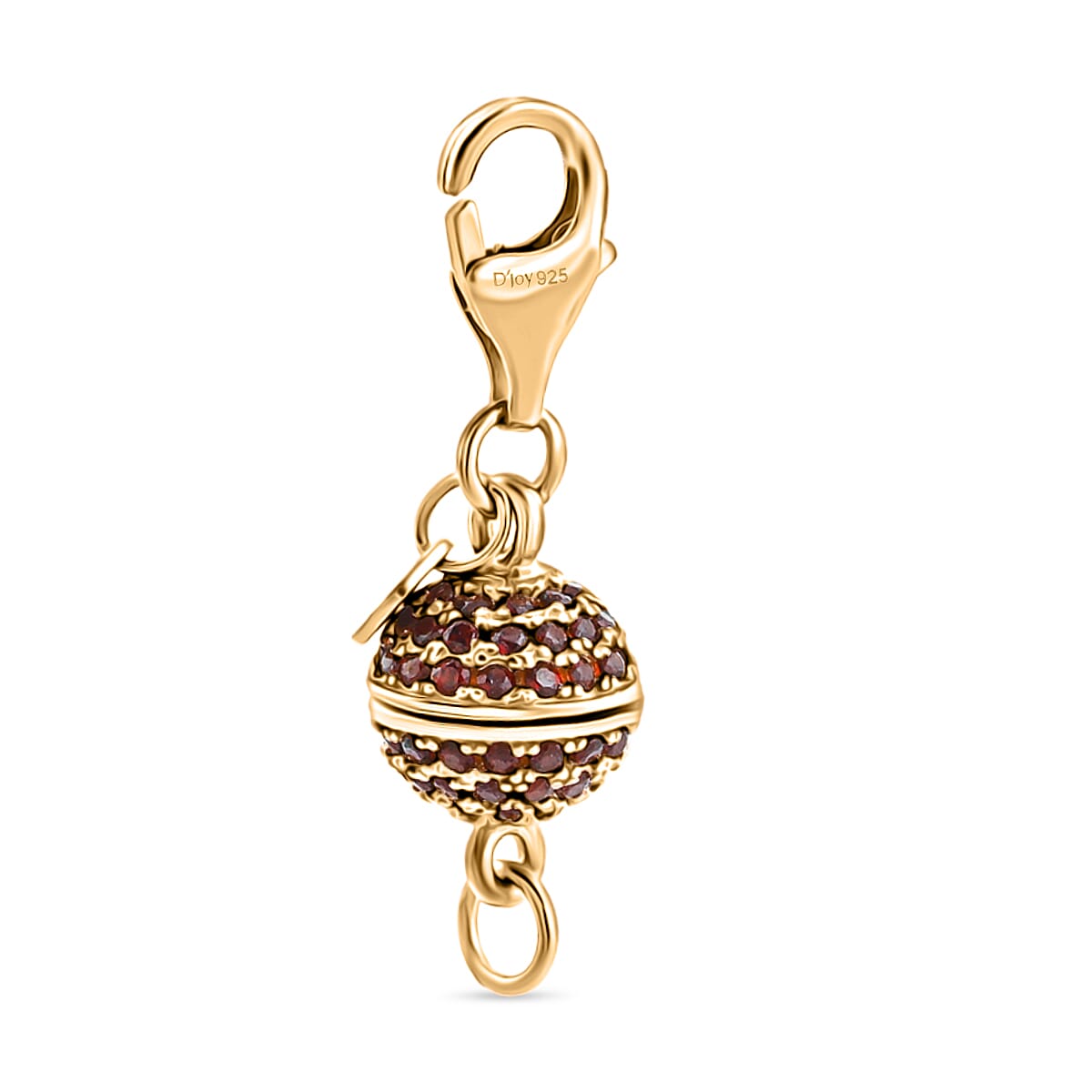 D'Joy 8MM Garnet Magetic Lock with 9mm Losber Clasp in 14K Yellow Gold Over Sterling Silver image number 0
