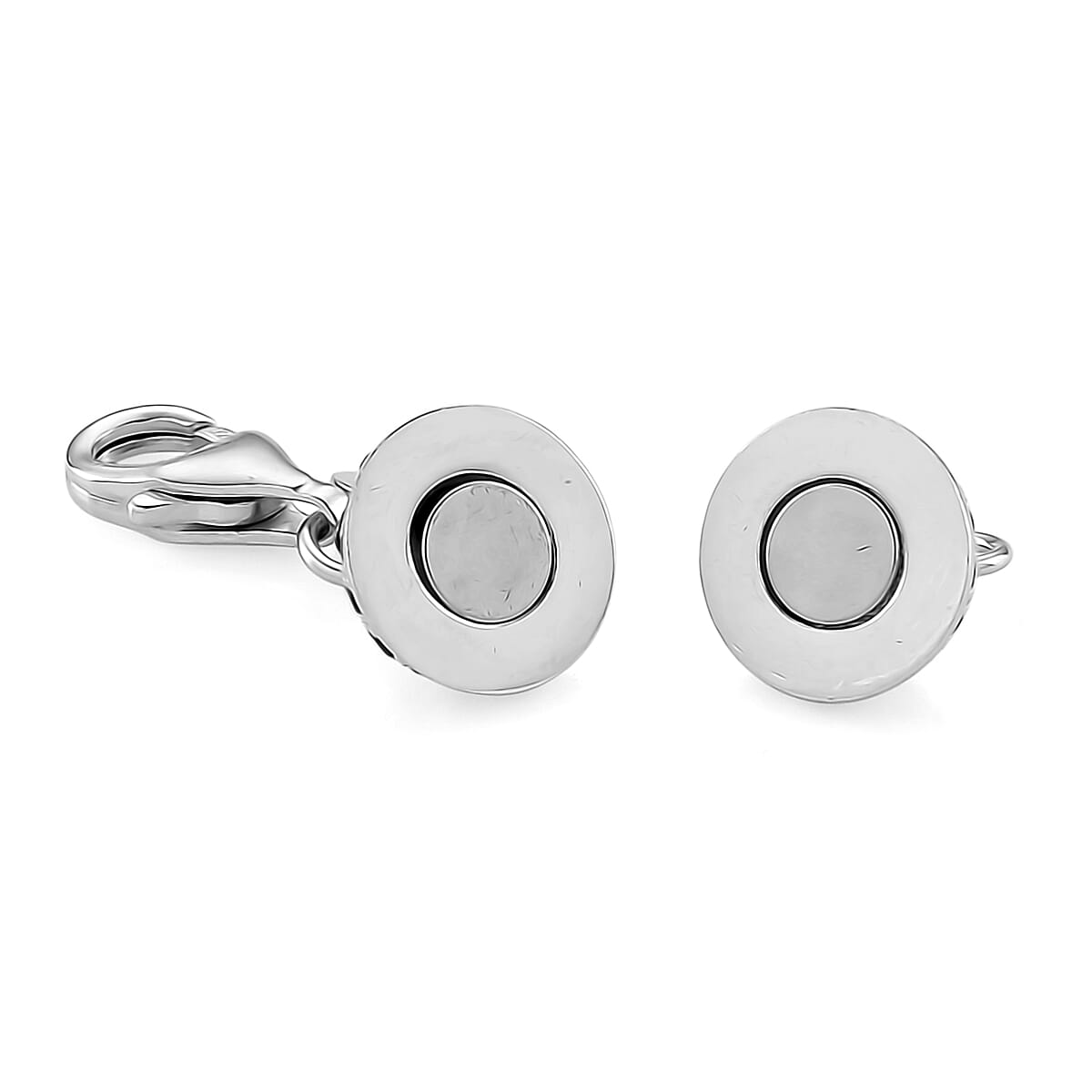 Rhodium Over Sterling Silver 8MM Magetic Lock with Black Spinel and 9mm Losber Clasp image number 2