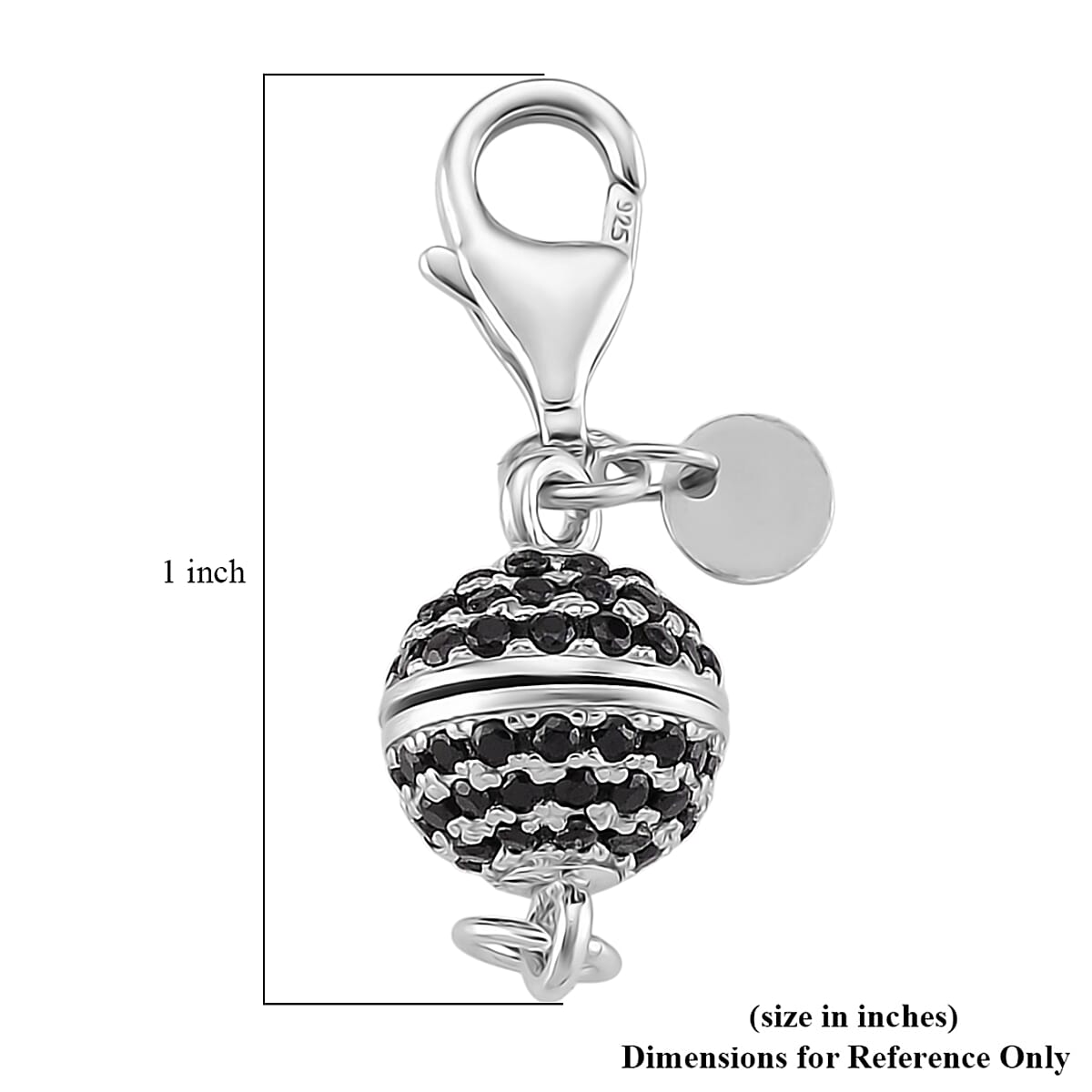 Rhodium Over Sterling Silver 8MM Magetic Lock with Black Spinel and 9mm Losber Clasp image number 3