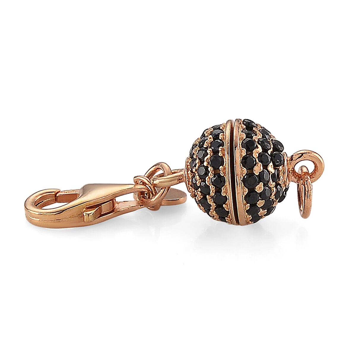 14K RG Over Sterling Silver 8MM Magetic Lock with Black Spinel and 9mm Losber Clasp image number 1