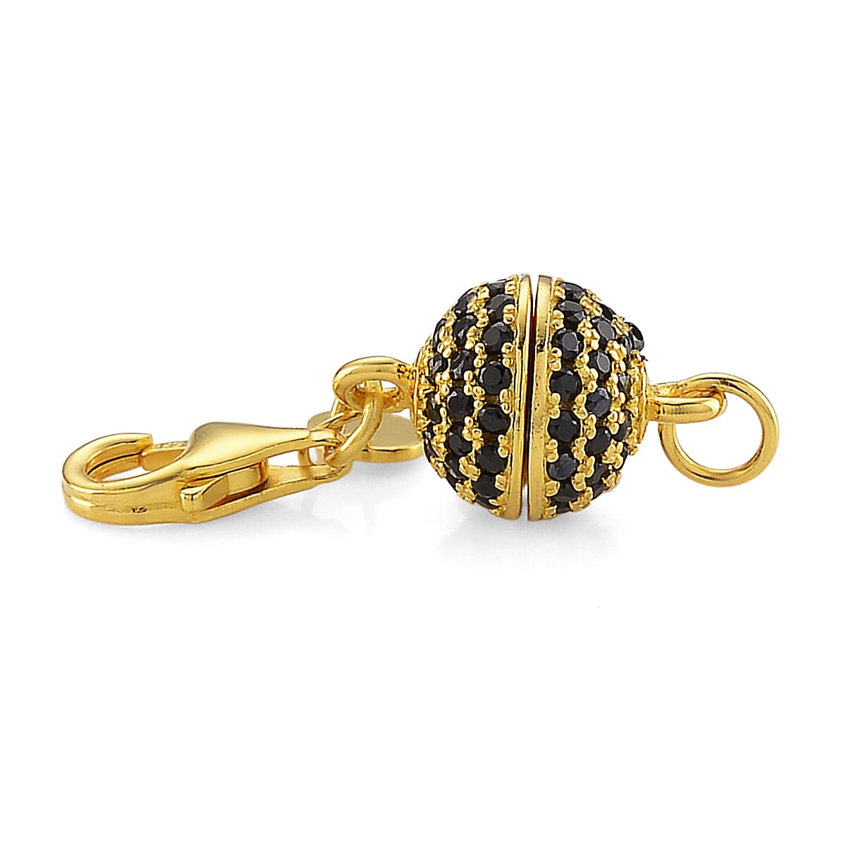 14K YG Over Sterling Silver 8MM Magetic Lock with Black Spinel and 9mm Losber Clasp image number 1