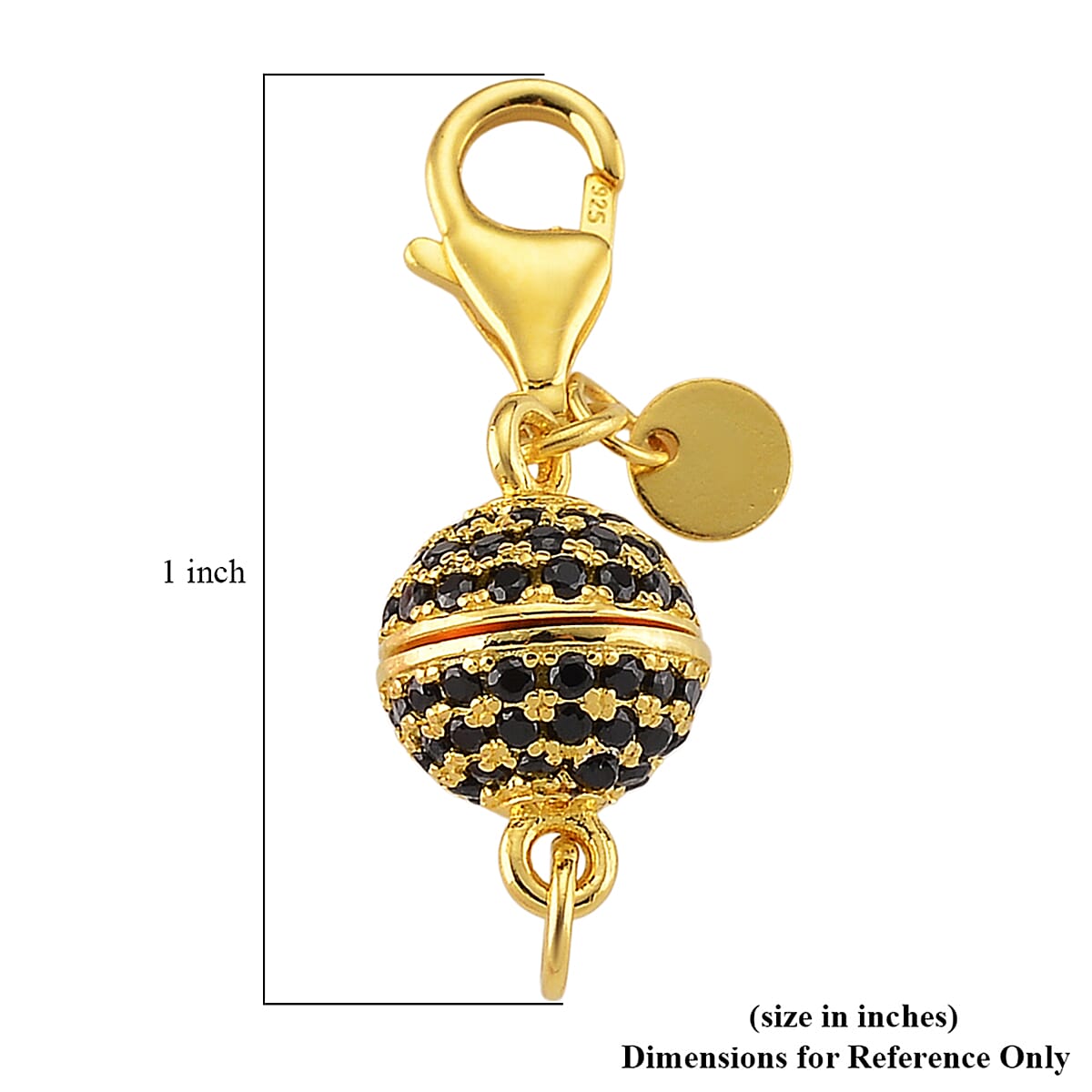 14K YG Over Sterling Silver 8MM Magetic Lock with Black Spinel and 9mm Losber Clasp image number 3