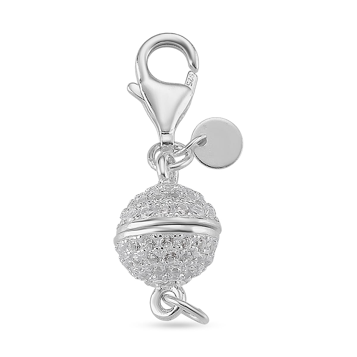 Rhodium Over Sterling Silver 8MM Magetic Lock with White Zircon and 9mm Losber Clasp image number 0