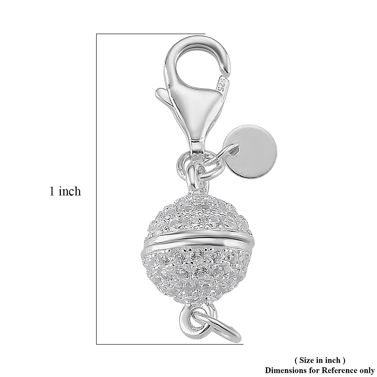 Rhodium Over Sterling Silver 8MM Magetic Lock with White Zircon and 9mm Losber Clasp image number 3