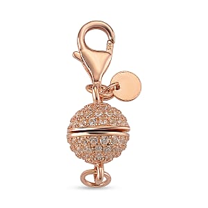 14K RG Over Sterling Silver 8MM Magetic Lock with White Zircon and 9mm Losber Clasp