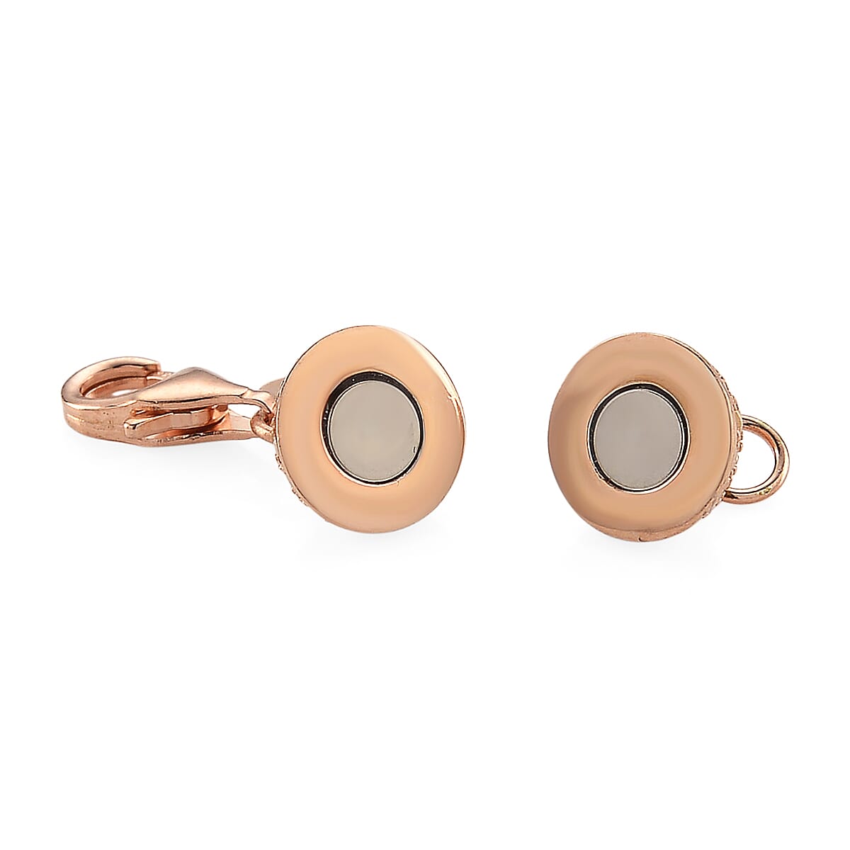 14K RG Over Sterling Silver 8MM Magetic Lock with White Zircon and 9mm Losber Clasp image number 2