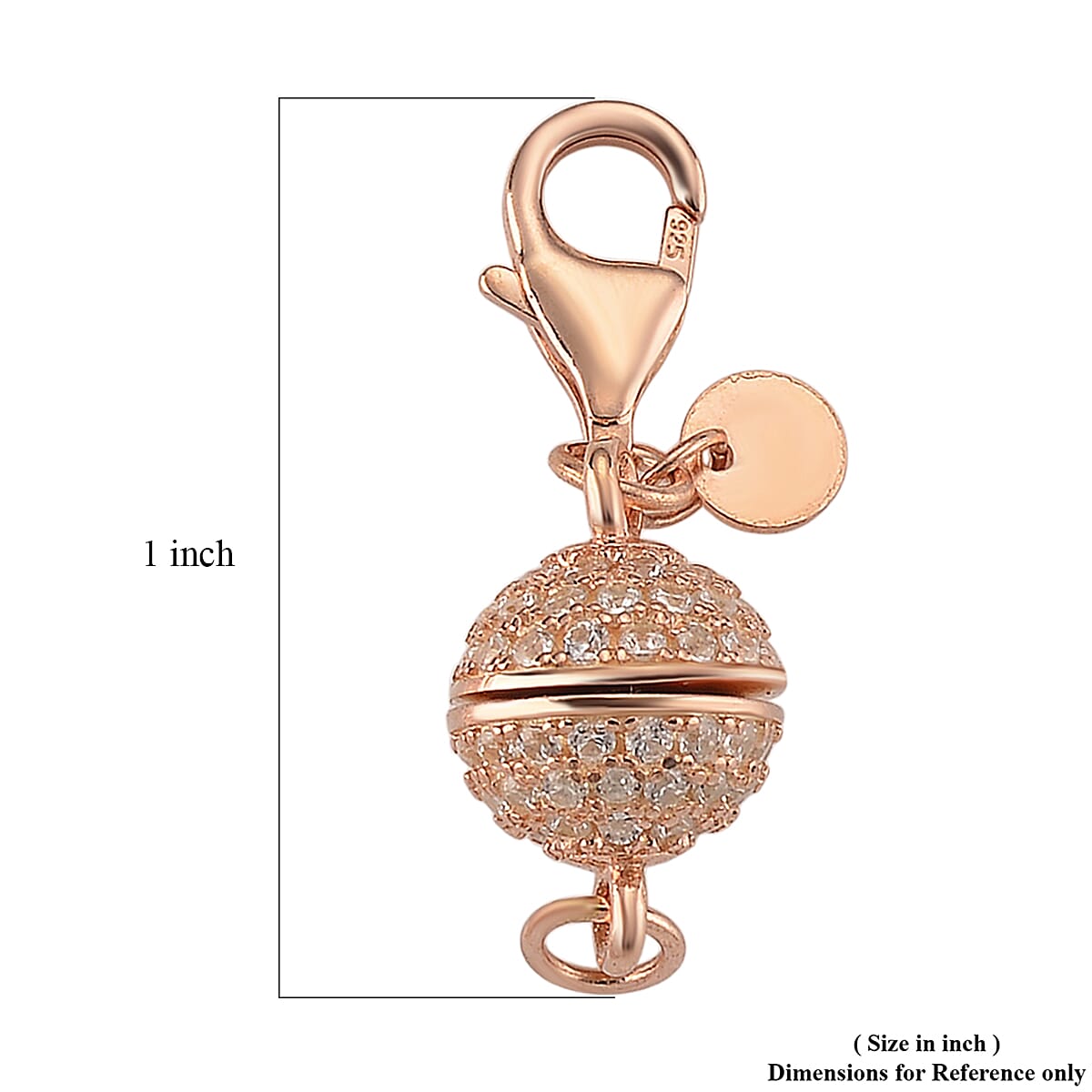 14K RG Over Sterling Silver 8MM Magetic Lock with White Zircon and 9mm Losber Clasp image number 3