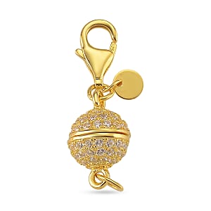 14K YG Over Sterling Silver 8MM Magetic Lock with White Zircon and 9mm Losber Clasp