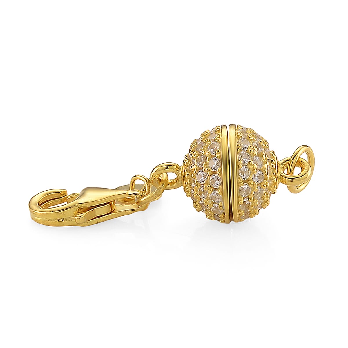 14K YG Over Sterling Silver 8MM Magetic Lock with White Zircon and 9mm Losber Clasp image number 1