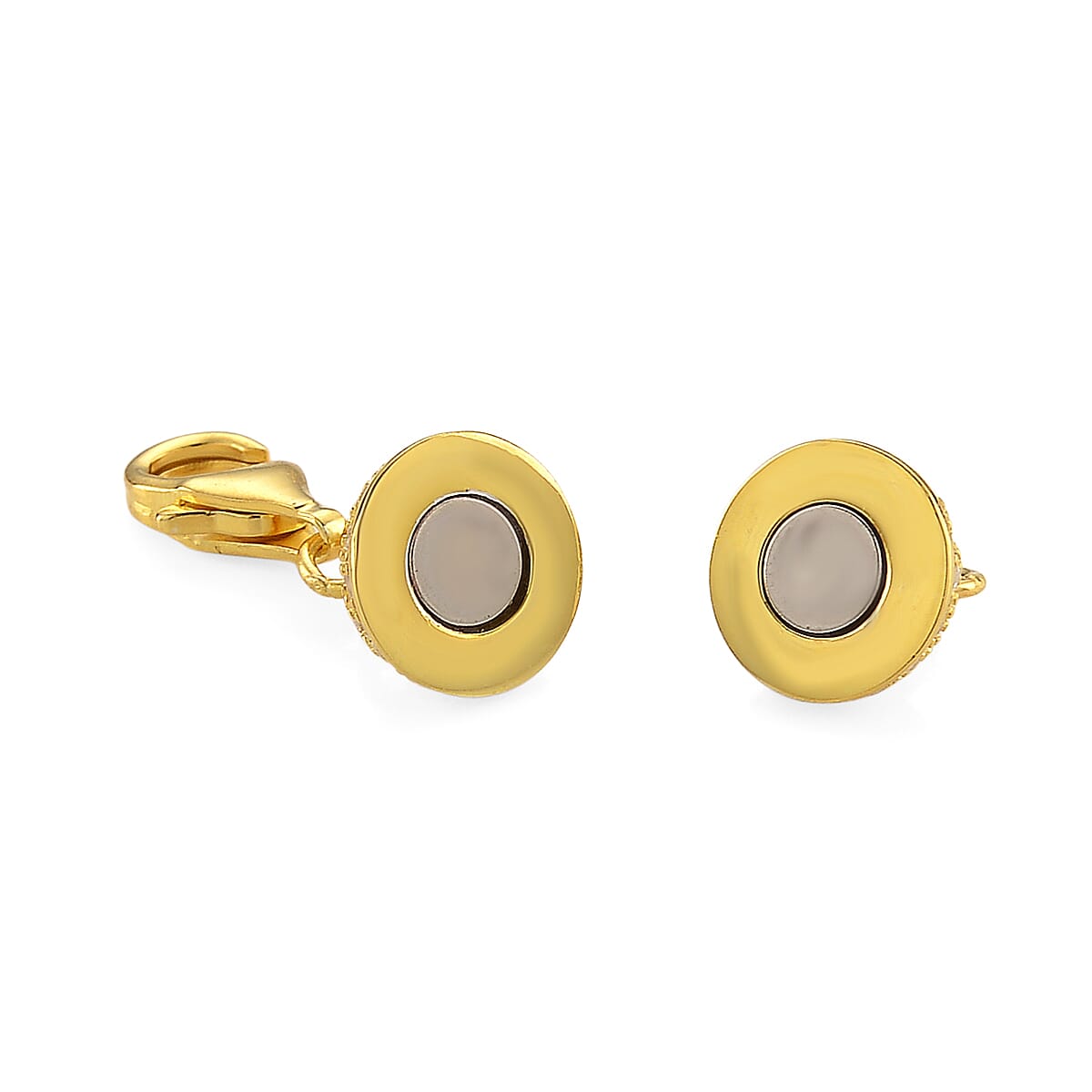 14K YG Over Sterling Silver 8MM Magetic Lock with White Zircon and 9mm Losber Clasp image number 2