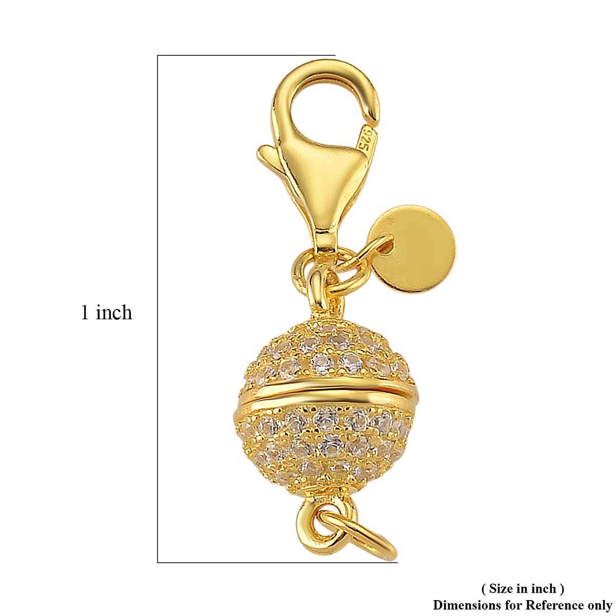 14K YG Over Sterling Silver 8MM Magetic Lock with White Zircon and 9mm Losber Clasp image number 3