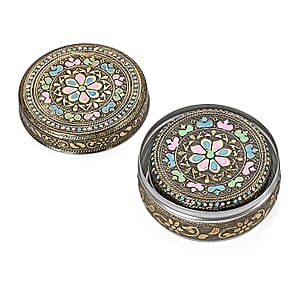 Handcrafted Set Of 3 Floral Embossed Oxidized Storage Container