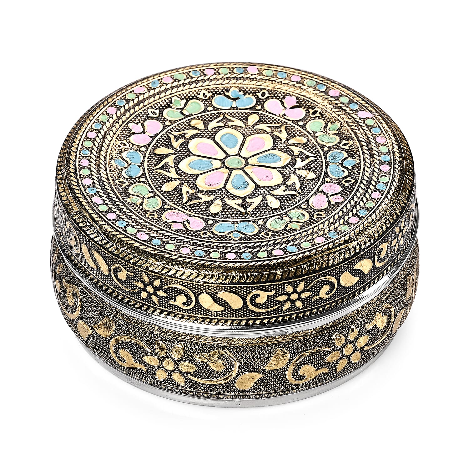 Handcrafted Set Of 3 Floral Embossed Oxidized Storage Container