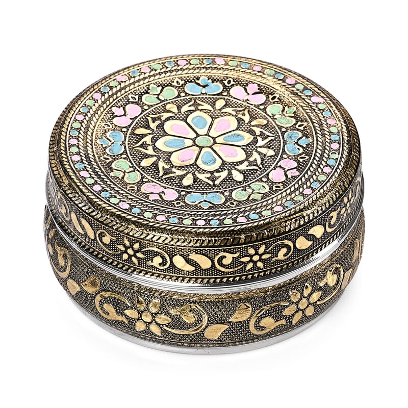 Handcrafted Set Of 3 Floral Embossed Oxidized Storage Container