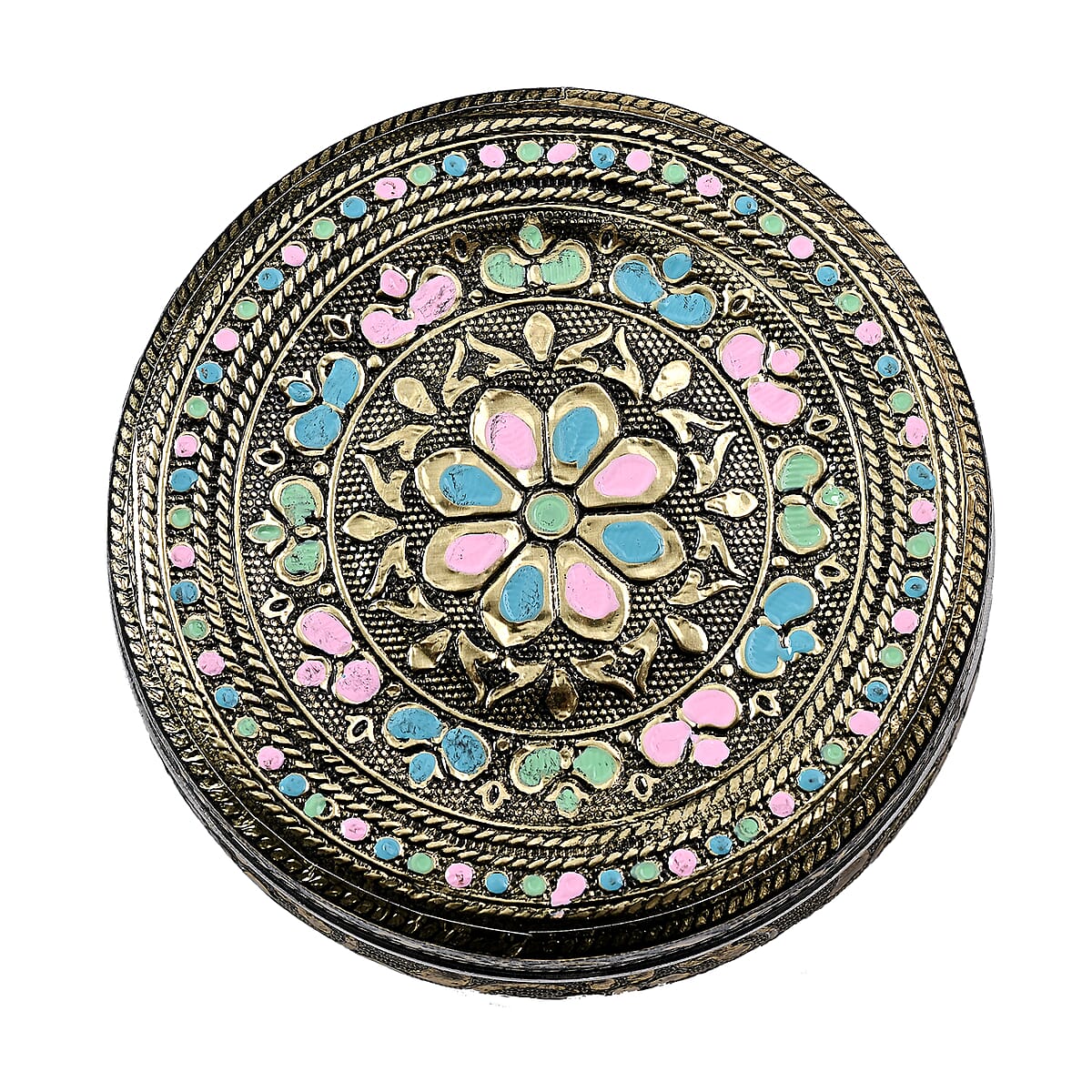 Handcrafted Set Of 3 Floral Embossed Oxidized Storage Container image number 7