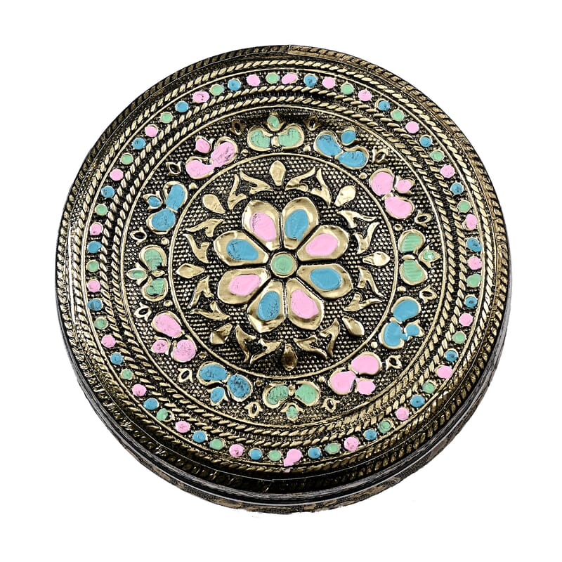 Handcrafted Set Of 3 Floral Embossed Oxidized Storage Container
