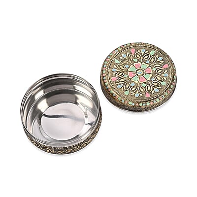 Handcrafted Set Of 3 Mandala Embossed Oxidized Storage Container