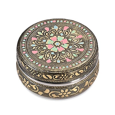 Handcrafted Set Of 3 Mandala Embossed Oxidized Storage Container