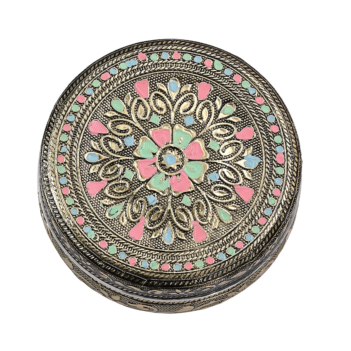 Handcrafted Set Of 3 Mandala Embossed Oxidized Storage Container image number 8