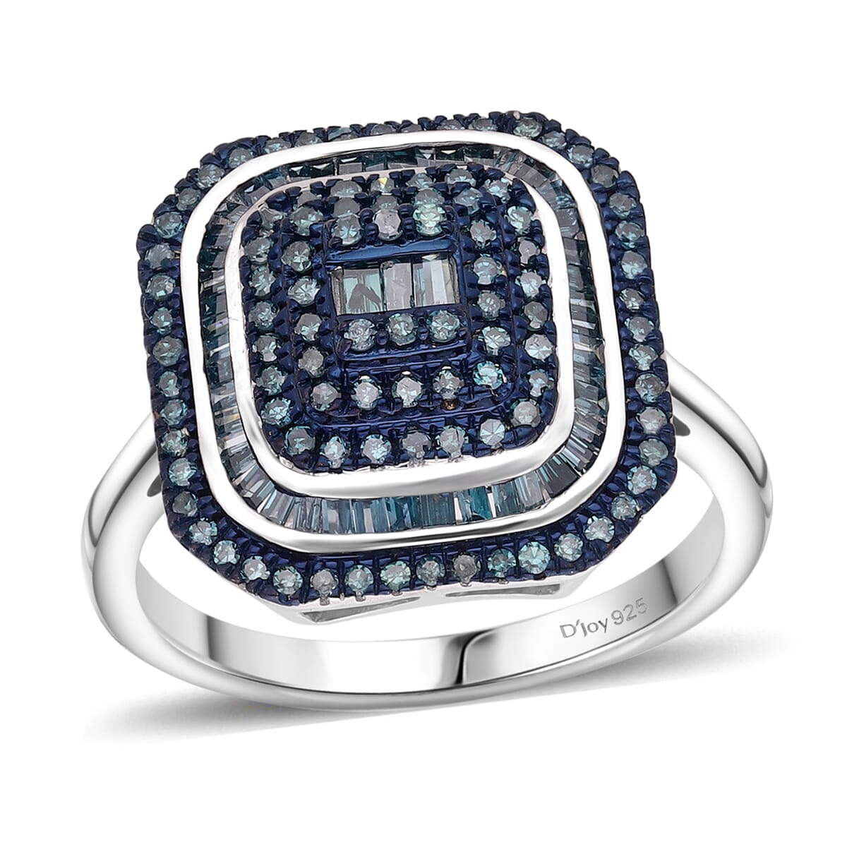 D’Joy Blue Diamond 1.00 ctw Mosaic Art Ring in Rhodium Over Sterling Silver (Size 6.0)  image number 0