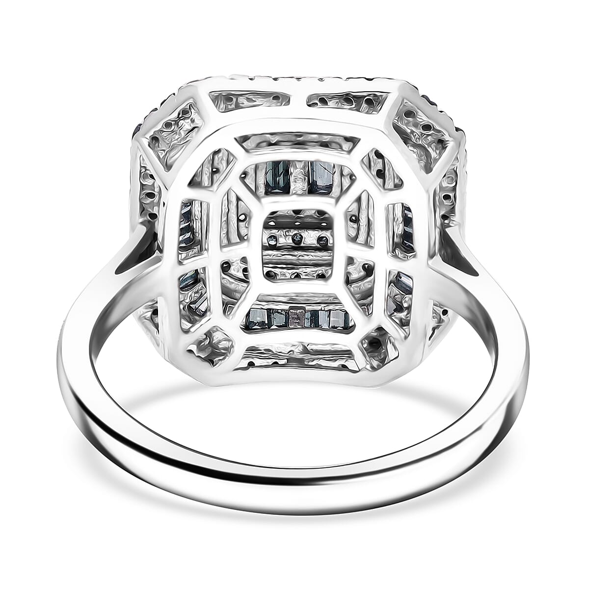 D'Joy Blue Diamond 1.00 ctw Mosaic Art Ring in Rhodium Over Sterling Silver (Size 7.0)  image number 3