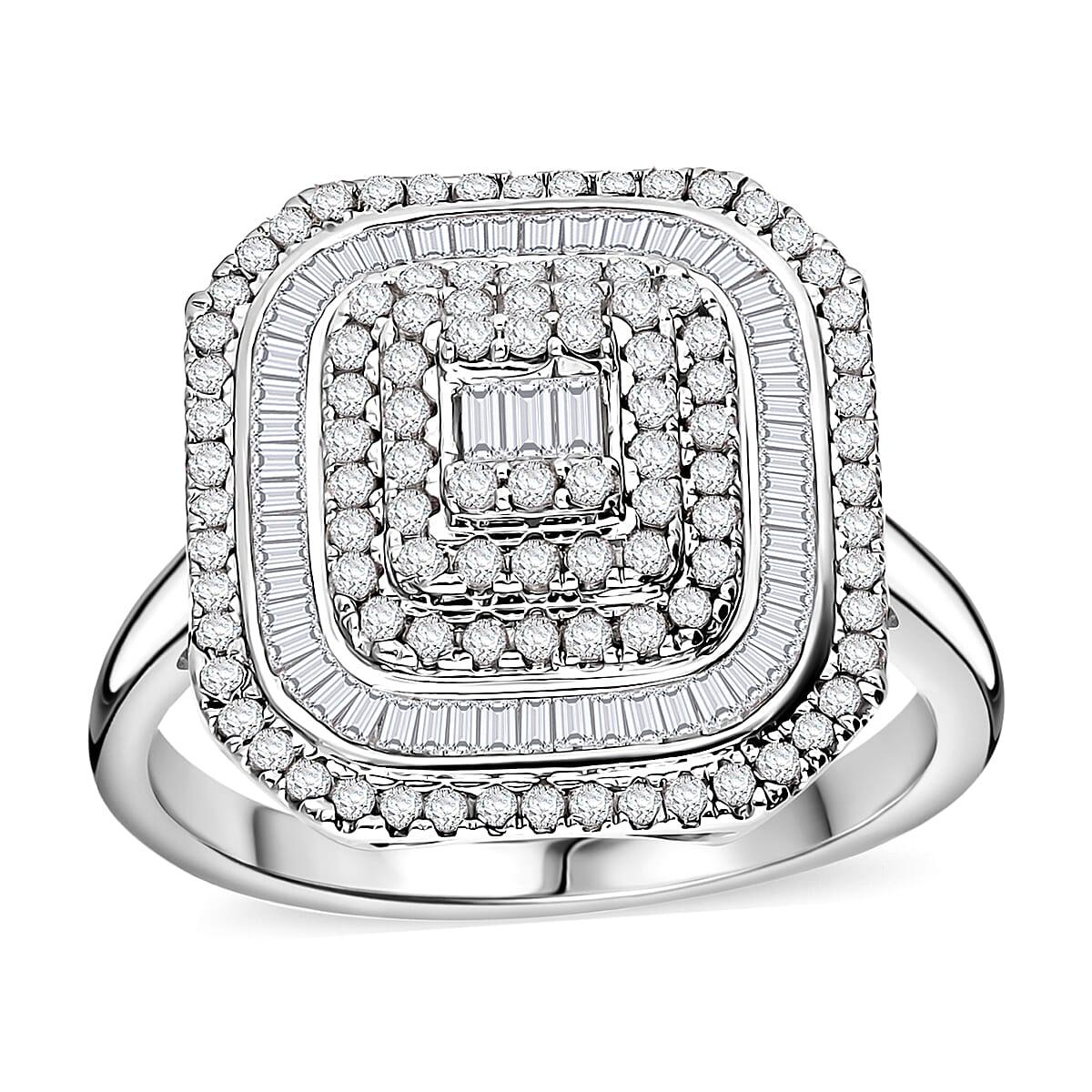 D'Joy Diamond 1.00 ctw Mosaic Art Ring in Rhodium Over Sterling Silver (Size 10.0)  image number 0