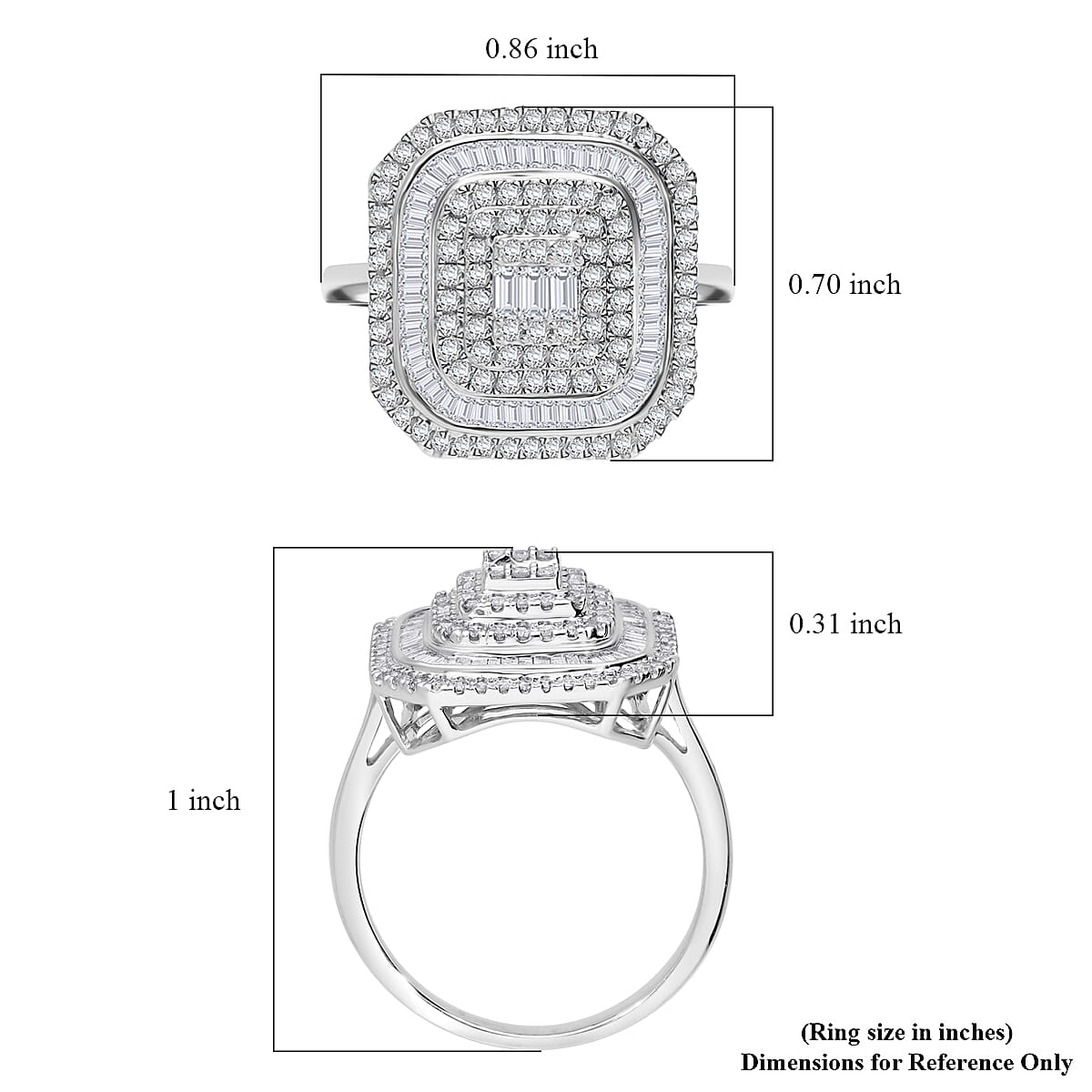 D'Joy Diamond 1.00 ctw Mosaic Art Ring in Rhodium Over Sterling Silver (Size 10.0)  image number 4
