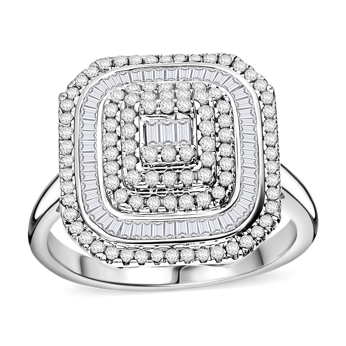 D’Joy Diamond 1.00 ctw Mosaic Art Ring in Rhodium Over Sterling Silver (Size 8.0) image number 0