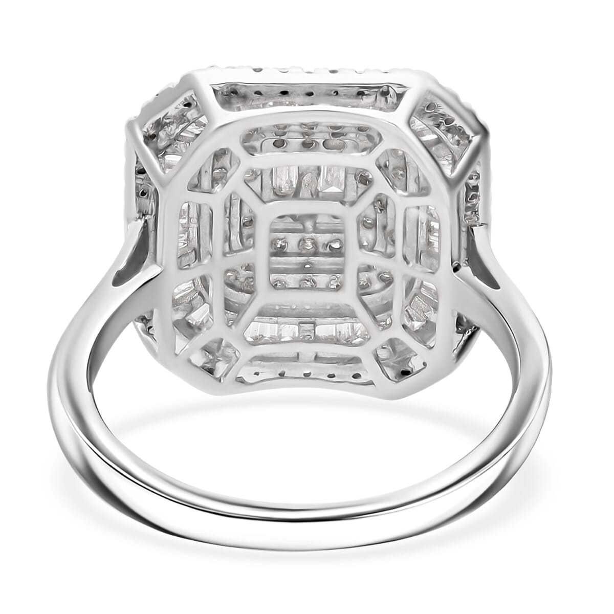 D’Joy Diamond 1.00 ctw Mosaic Art Ring in Rhodium Over Sterling Silver (Size 8.0) image number 3