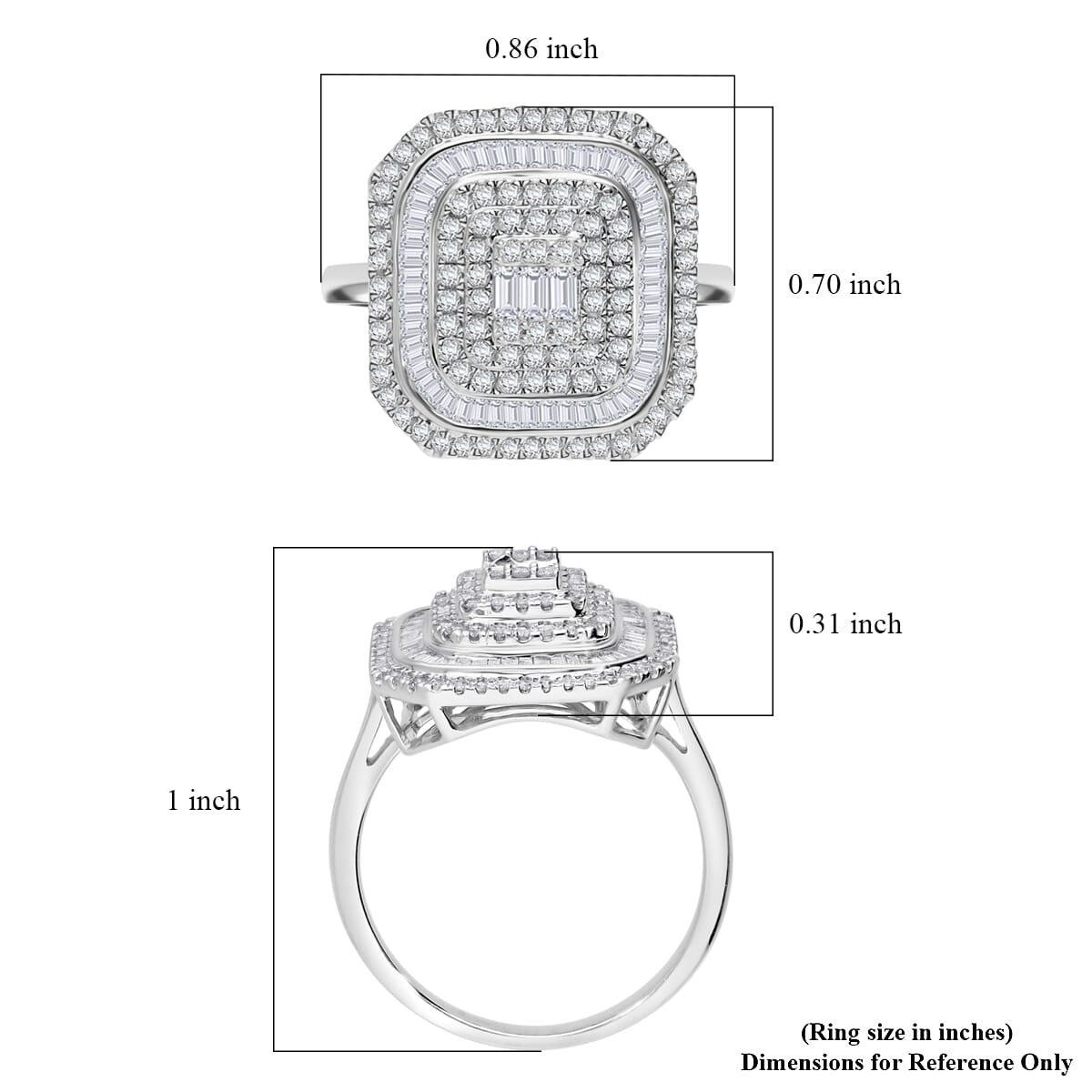 D’Joy Diamond 1.00 ctw Mosaic Art Ring in Rhodium Over Sterling Silver (Size 8.0) image number 4