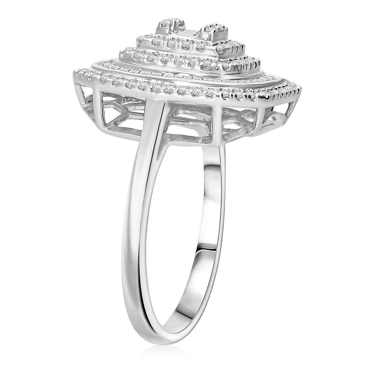 D'Joy Diamond 1.00 ctw Mosaic Art Ring in Rhodium Over Sterling Silver (Size 9.0) image number 2