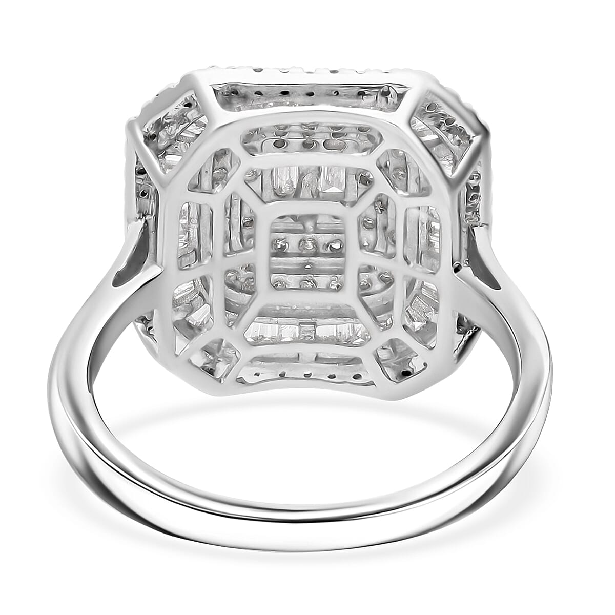 D'Joy Diamond 1.00 ctw Mosaic Art Ring in Rhodium Over Sterling Silver (Size 9.0) image number 3