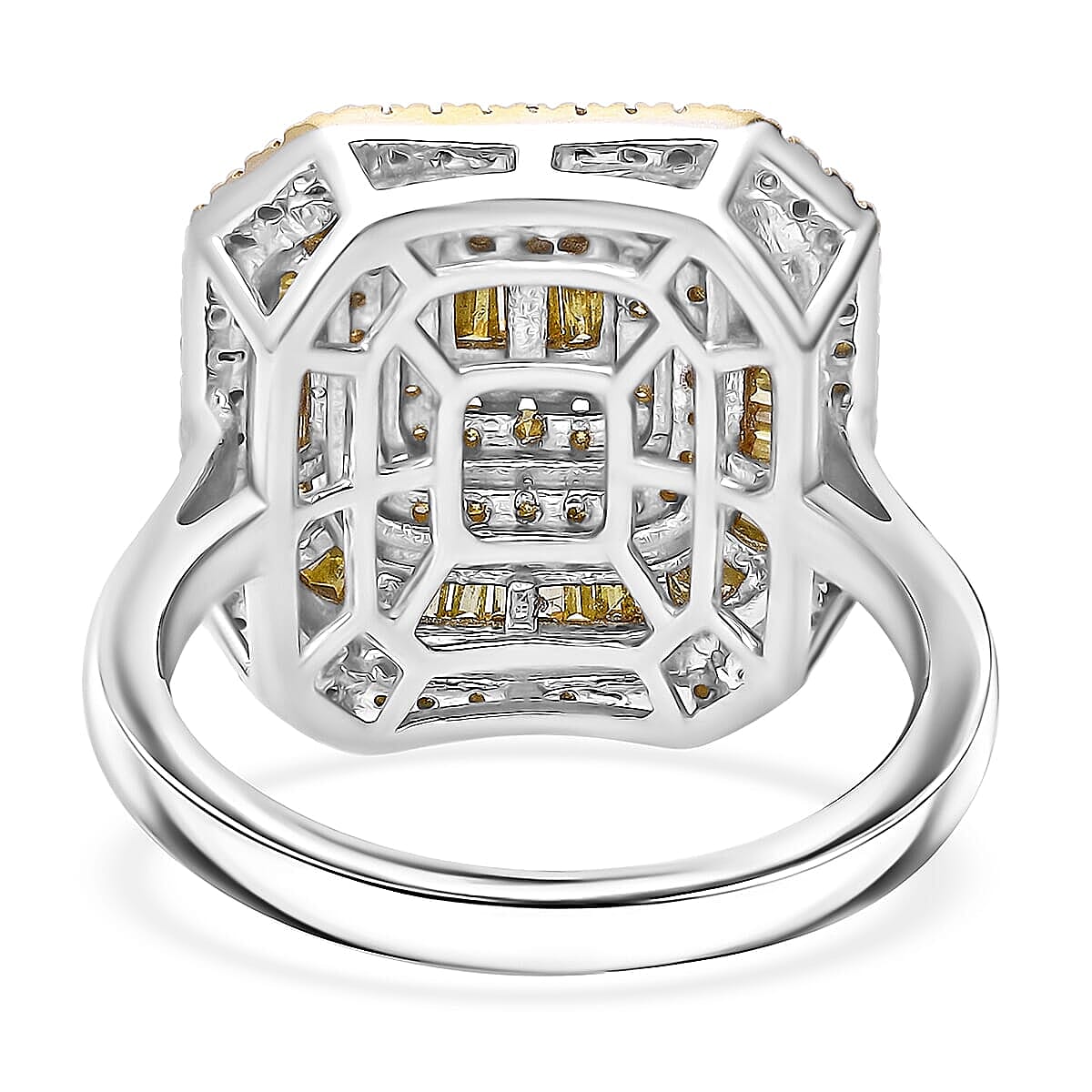 D'Joy Yellow Diamond 1.00 ctw Mosaic Art Ring in Rhodium Over Sterling Silver (Size 6.0) image number 3