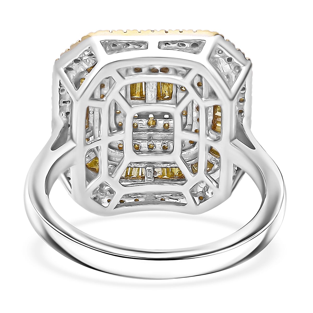 D'Joy Yellow Diamond 1.00 ctw Mosaic Art Ring in Rhodium Over Sterling Silver (Size 8.0) image number 3