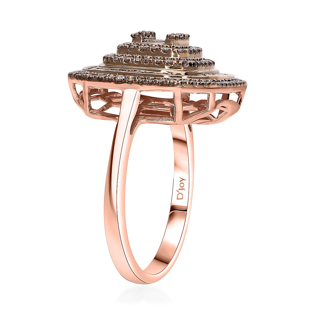 D'Joy Natural Champagne Diamond 1.00 ctw Mosaic Art Ring in 18K Vermeil Rose Gold Over Sterling Silver (Size 7.0)  image number 2