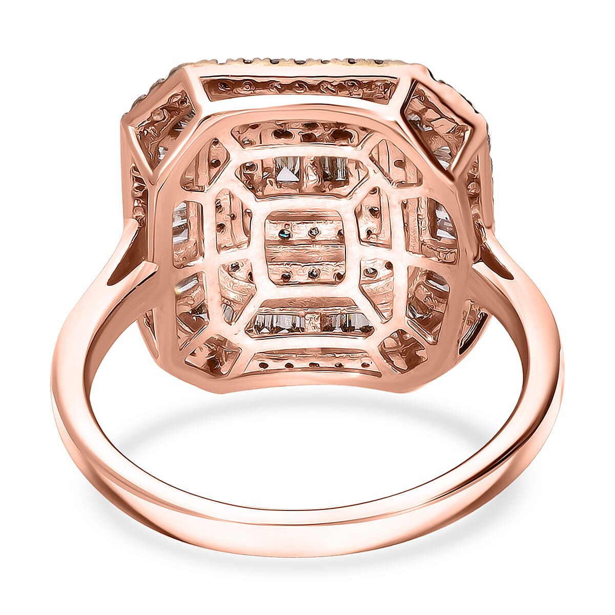 D'Joy Natural Champagne Diamond 1.00 ctw Mosaic Art Ring in 18K Vermeil Rose Gold Over Sterling Silver (Size 8.0)  image number 3