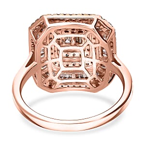 D'Joy Natural Champagne Diamond 1.00 ctw Mosaic Art Ring in 18K Vermeil Rose Gold Over Sterling Silver (Size 8.0) 