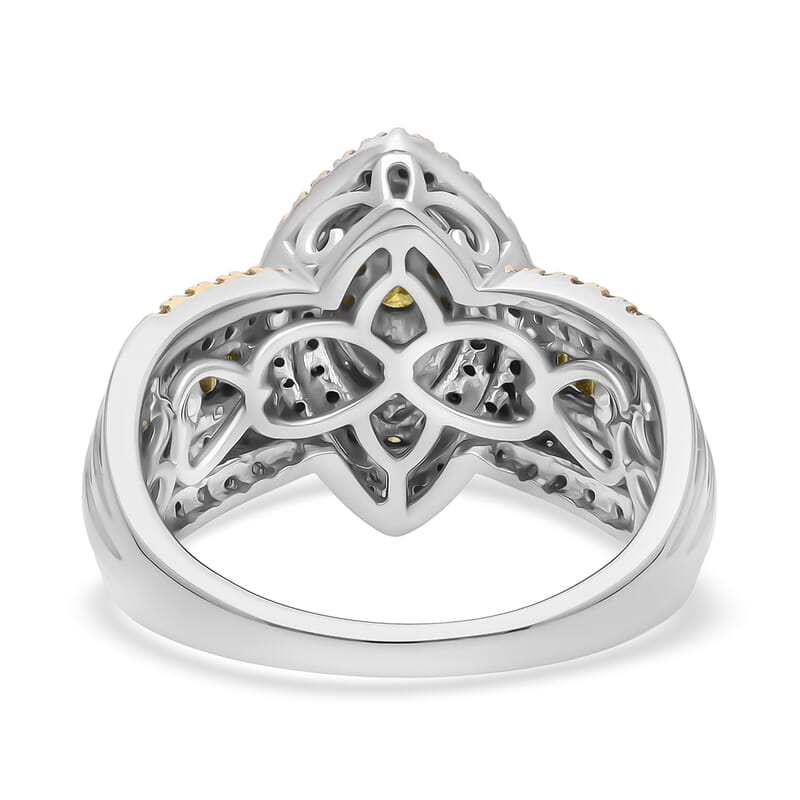 D'Joy Yellow Diamond (IR) 1.00 ctw Marquise Silhouette Ring in Rhodium Over Sterling Silver (Size 8.0)
