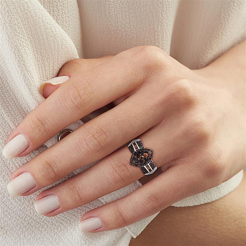 D’Joy Red Diamond (IR) 1.00 ctw Ring in Rhodium Over Sterling Silver (Size 10.0)