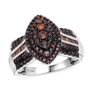 D’Joy Red Diamond (IR) 1.00 ctw Ring in Rhodium Over Sterling Silver (Size 6.0)