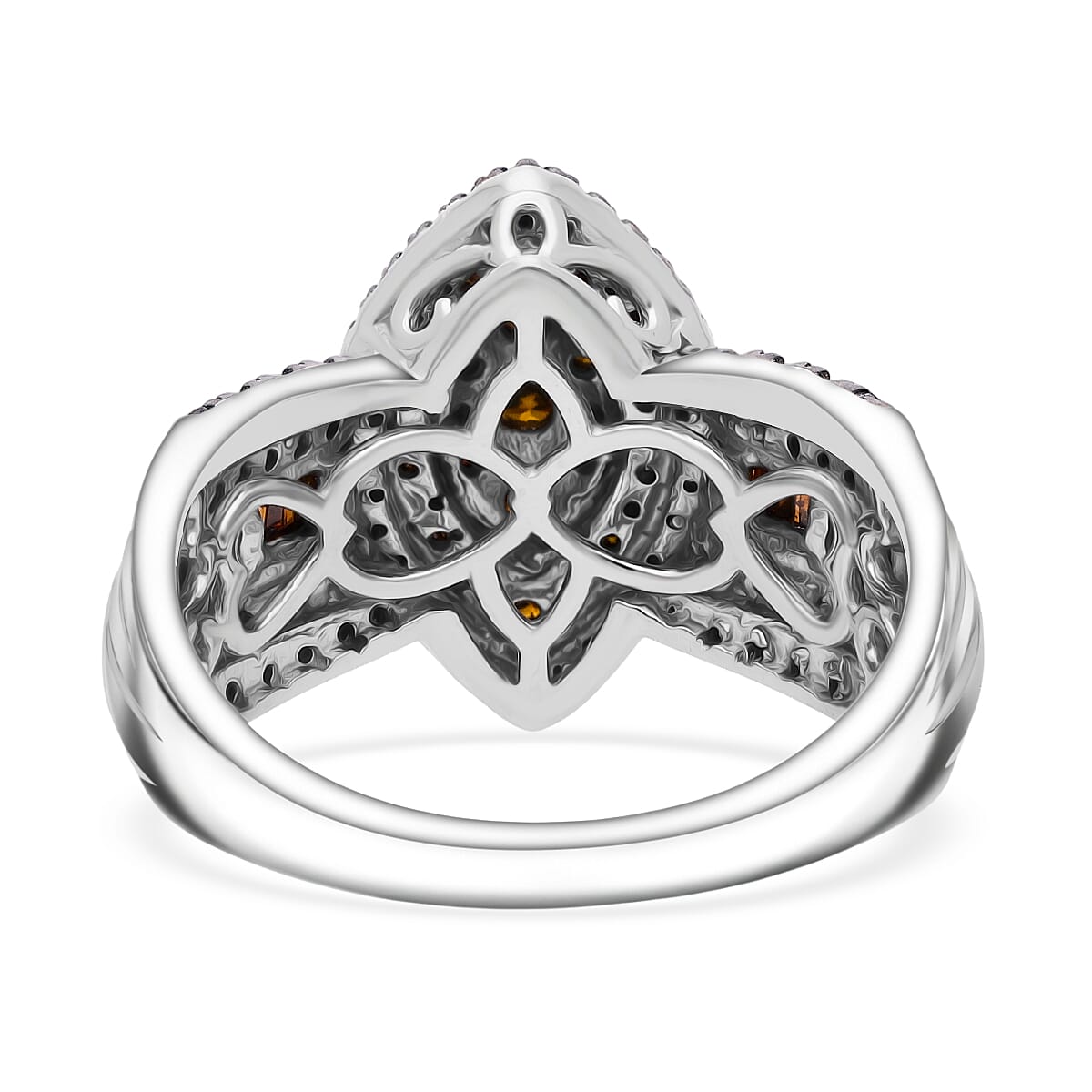 D&rsquo;Joy Red Diamond (IR) 1.00 ctw Marquise Silhouette Ring in Rhodium Over Sterling Silver (Size 7.0) image number 3