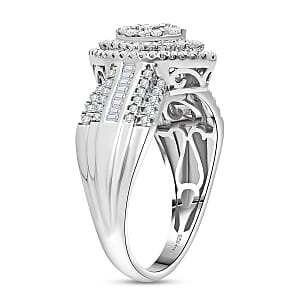 D&rsquo;Joy Diamond 1.00 ctw Marquise Silhouette Ring in Rhodium Over Sterling Silver (Size 10.0) 