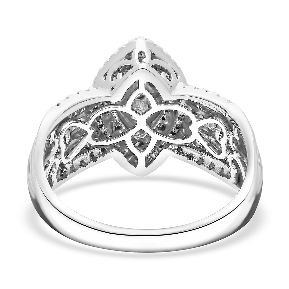 D&rsquo;Joy Diamond 1.00 ctw Marquise Silhouette Ring in Rhodium Over Sterling Silver (Size 10.0)  image number 3